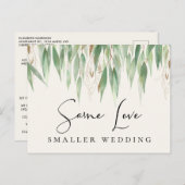 Carte Postale Faire-part Même amour, mariage plus petit, verdure (Devant / Derrière)