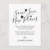 Carte Postale Faire-part Même Amour Nouveaux Plans Coeurs Mariage Postponem (Devant)