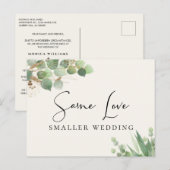 Carte Postale Faire-part Même Amour Petit Mariage Eucalyptus Crème (Devant / Derrière)