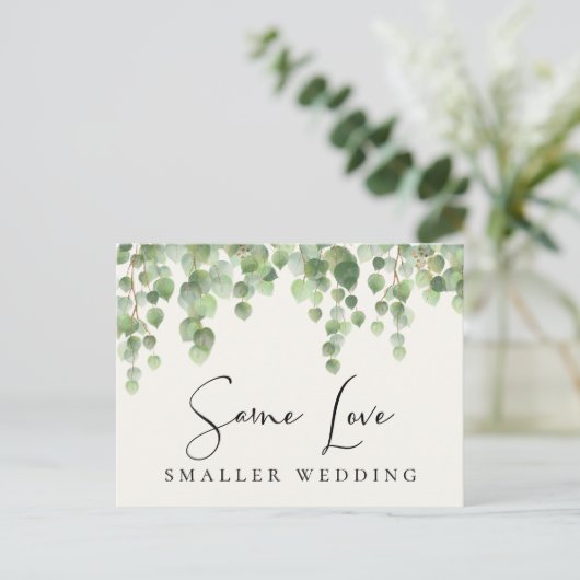 Carte Postale Faire-part Même Amour Plus Petit Mariage Eucalyptus Vert (Debout devant)