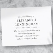 Carte Postale Faire-part Mémorial Moderne Simple En Souvenir Affectueux