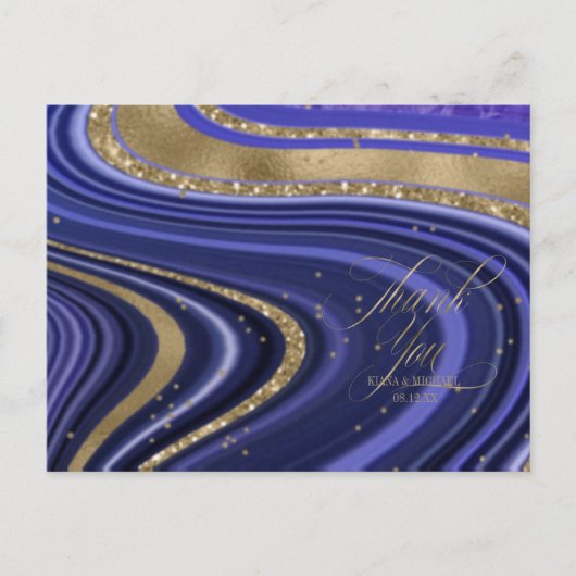 Carte Postale Faire-part Merci Abstrait du Mariage Agate Midnight ID827 (Devant)
