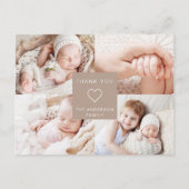 Carte Postale Faire-part Merci bébé simple élégant Collage photo Announ (Dos)