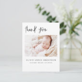 Carte Postale Faire-part Merci bébé simple élégant Collage photo Announ (Debout devant)