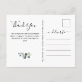 Carte Postale Faire-part Merci de graduation simple et élégant d'Eucalyptus (Dos)