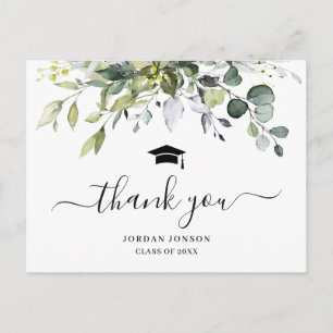 Carte Postale Faire-part Merci de graduation simple et élégant d'Eucalyptus
