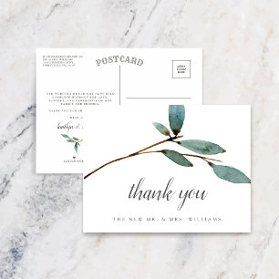 Carte Postale Faire-part Merci de la collection Mariage Bliss Botanical