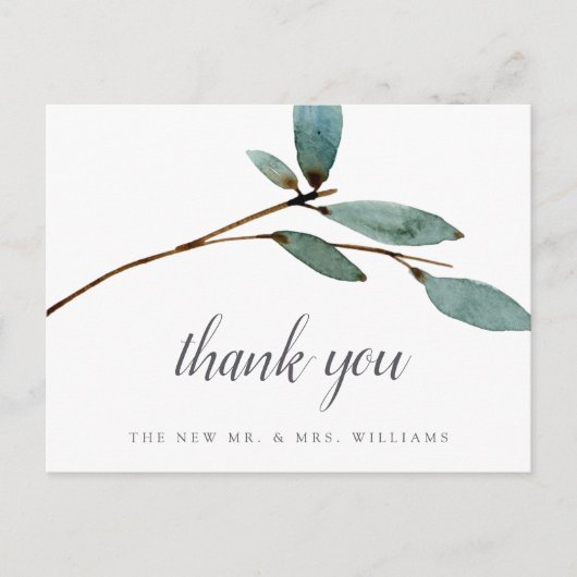 Carte Postale Faire-part Merci de la collection Mariage Bliss Botanical (Devant)