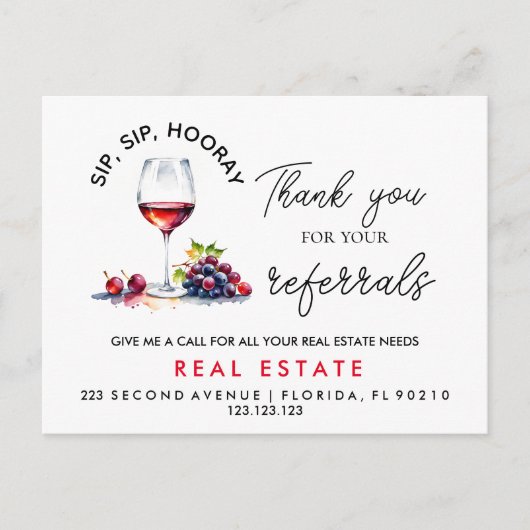 Carte Postale Faire-part merci élégant cul sec cul sec hourra recommandatio (Devant)