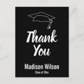 Carte Postale Faire-part Merci Grad's Name Black and White Graduation (Devant)