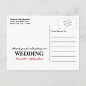 Carte Postale Faire-part Merci Mariage du drapeau canadien (Dos)