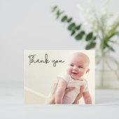 Carte Postale Faire-part Merci moderne Script Baby 2 Photos (Debout devant)