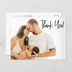 Carte Postale Faire-part Merci moderne Script Baby Girl photos
