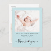 Carte Postale Faire-part Merci Photo Mer Bleu Naissance (Devant / Derrière)