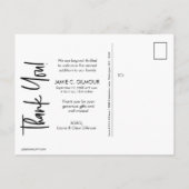 Carte Postale Faire-part Merci photo moderne 1 bébé Script (Dos)