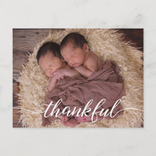 Carte Postale Faire-part Merci photo Twin Baby personnalisé