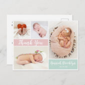 Carte Postale Faire-part Merci Script 4 Photo Collage Annonce de naissance (Devant / Derrière)