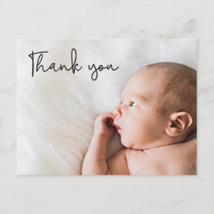 Carte Postale Faire-part Merci Script Baby shower photo personnalisé