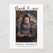 Carte Postale Faire-part Merci - Script photo de naissance (Devant)
