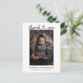 Carte Postale Faire-part Merci - Script photo de naissance (Debout devant)