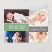 Carte Postale Faire-part Merci vert moderne bébé photo Collage (Devant)
