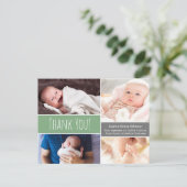 Carte Postale Faire-part Merci vert moderne bébé photo Collage (Debout devant)