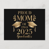 Carte Postale Faire-part Mère fière de deux diplômés 2025 Diplômés jumeaux (Devant)