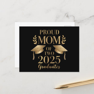 Carte Postale Faire-part Mère fière de deux diplômés de 2025 Diplômés Jumea