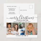 Carte Postale Faire-part Merry Christmas 4 Photo Collage Holiday Moving (Devant / Derrière)
