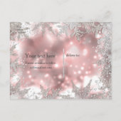 Carte Postale Faire-part Merveilleux flocon de neige de l'hiver argent rose (Dos)