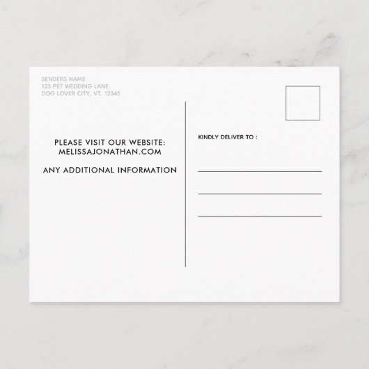 Carte Postale Faire-part Mes humains se marient Chien Sauvegarder la date (Dos)