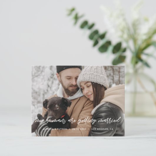 Carte Postale Faire-part Mes humains se marient Typographie moderne (Debout devant)
