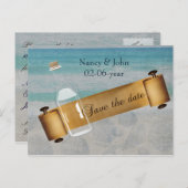 Carte Postale Faire-part Message dans une bouteille Mariage de plage (Devant / Derrière)