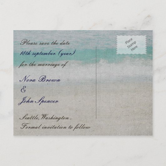 Carte Postale Faire-part Message dans une bouteille Mariage de plage (Dos)