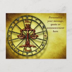 Carte Postale Faire-part Message personnalisé d'horoscope de la Balance en 