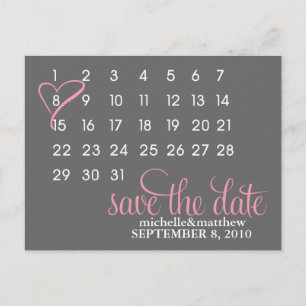 Carte Postale Faire-part Mettez votre calendrier Mariage à retenir la date