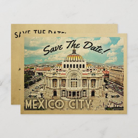 Carte Postale Faire-part Mexico Enregistrer La Date Palacio de Bellas Artes (Devant / Derrière)