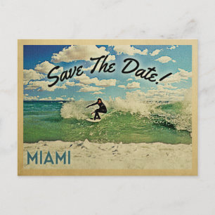 Carte Postale Faire-part Miami Sauvez La Date Florida Surf
