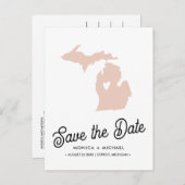 Carte Postale Faire-part MICHIGAN State Destination Mariage N'IMPORTE QUELL (Devant / Derrière)