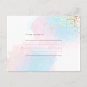 Carte Postale Faire-part Micro mariage bleu rose aquarelle Save The Date (Dos)