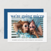 Carte Postale Faire-part Micro-réduction Mariage photo bleu (Devant / Derrière)