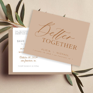Carte Postale Faire-part Mieux ensemble écriture rouille mariage date de sa