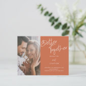 Carte Postale Faire-part Mieux Ensemble Photo Fiançailles Terracotta (Debout devant)