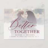 Carte Postale Faire-part Mieux ensemble script photo mariage enregistrer la (Devant)
