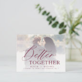 Carte Postale Faire-part Mieux ensemble script photo mariage enregistrer la (Debout devant)