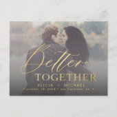 Carte Postale Faire-part Mieux ensemble script photo mariage enregistrer la (Devant)