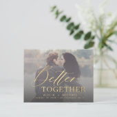 Carte Postale Faire-part Mieux ensemble script photo mariage enregistrer la (Debout devant)