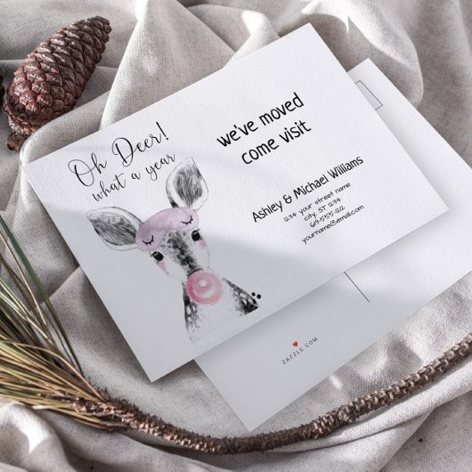 Carte Postale Faire-part Mignon Oh Cerf Quelle Année Annonce de déménagemen