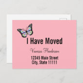 Carte Postale Faire-part mignon rose avec papillon (Devant / Derrière)