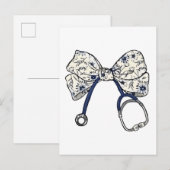 Carte Postale Faire-part Mignon Ruban Coquette Infirmière Soins Infirmiers (Devant / Derrière)